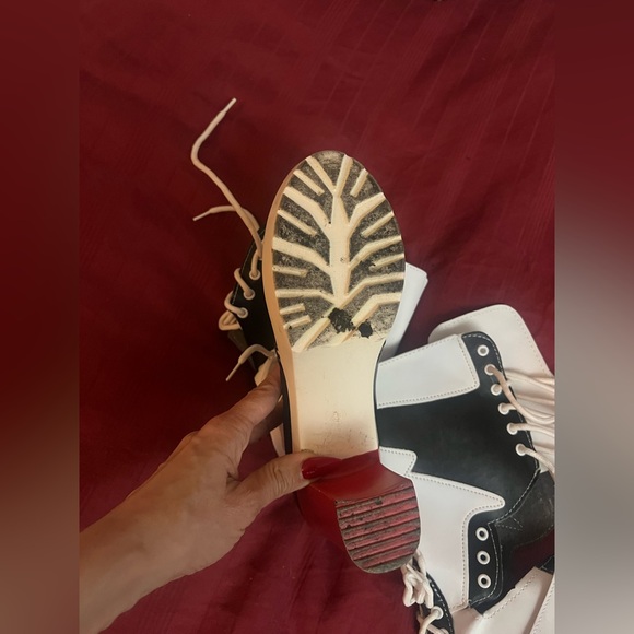 Suicide Squad Harley Quinn Cosplay Black and White Women's Boots with Red Heels - Picture 5 of 6